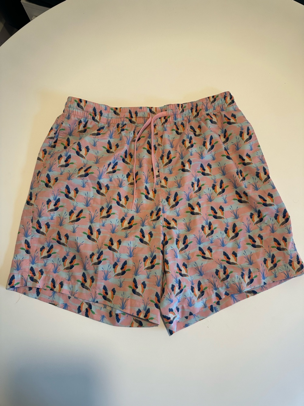 BURLEBO Men’s Swim Shorts Mallard Duck Pink Size S